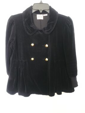 Juicy Couture Vintage Black Velour Jacket Gold Buttons Size Medium